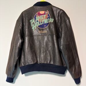 Planet Hollywood Atlanta reversible leather bomber jacket size XL